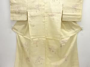 アンティーク　生紬　抽象菖蒲模様着物